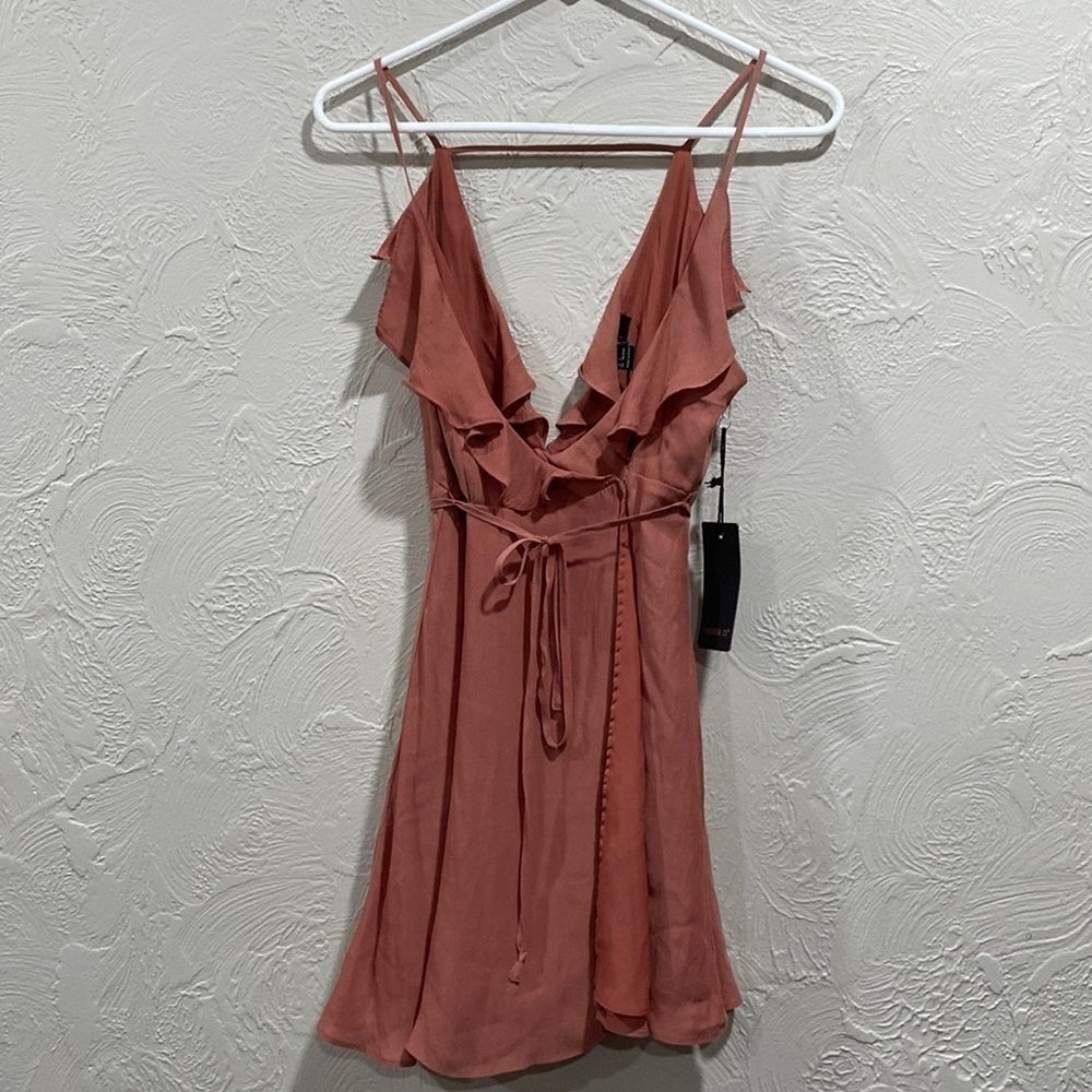 Forever 21 Ruffle Wrap Dress - Dusty Pink - S